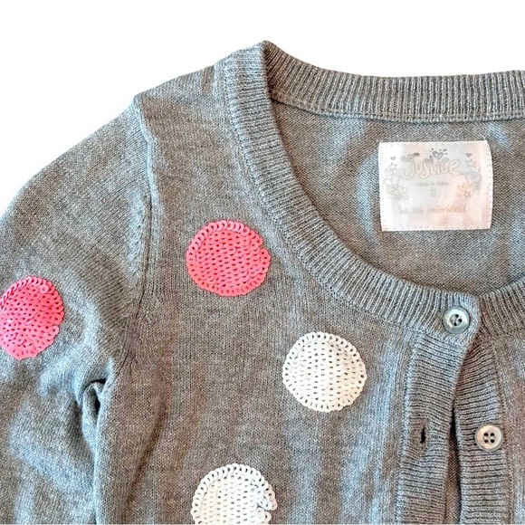 Justice Girls Size 8 Sequin Polka Dot Sparkle Gray Cardigan Sweater EUC - Picture 6 of 6